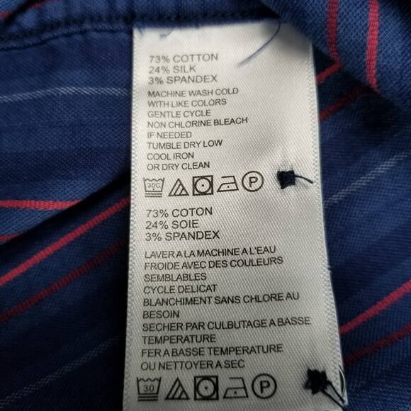 Tommy Bahama Blue Red Striped Men's Button Down Shirt Silk Blend Excellent XL - Picture 5 of 6